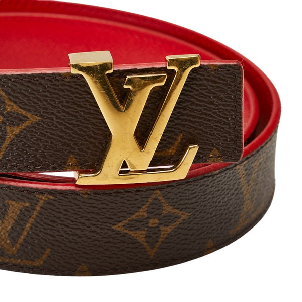 ルイ ヴィトン モノグラム サンチュール LVイニシャル ベルト M9498 ブラウン レッド PVC レザー レディース LOUIS VUITTON 【中古】