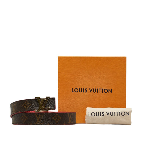 ルイ ヴィトン モノグラム サンチュール LVイニシャル ベルト M9498 ブラウン レッド PVC レザー レディース LOUIS VUITTON 【中古】