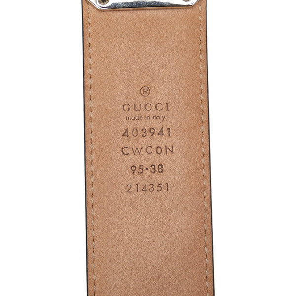 グッチ グッチシマ スクエア ベルト 403941 ブラック レザー メンズ GUCCI 【中古】