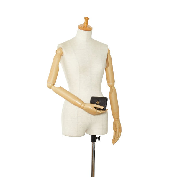 グッチ アニマリエ ビー 二つ折り財布 コンパクトウォレット 460185 ブラック レザー レディース GUCCI 【中古】