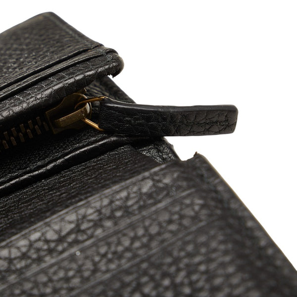 グッチ アニマリエ ビー 二つ折り財布 コンパクトウォレット 460185 ブラック レザー レディース GUCCI 【中古】