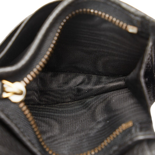 グッチ アニマリエ ビー 二つ折り財布 コンパクトウォレット 460185 ブラック レザー レディース GUCCI 【中古】