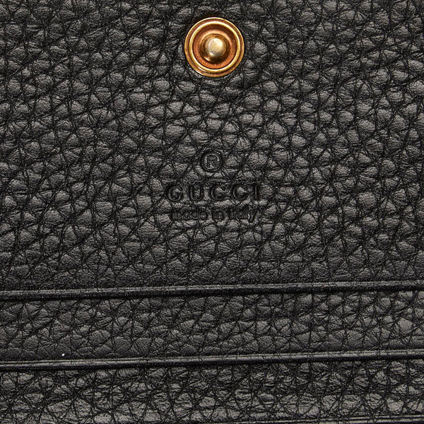 グッチ アニマリエ ビー 二つ折り財布 コンパクトウォレット 460185 ブラック レザー レディース GUCCI 【中古】