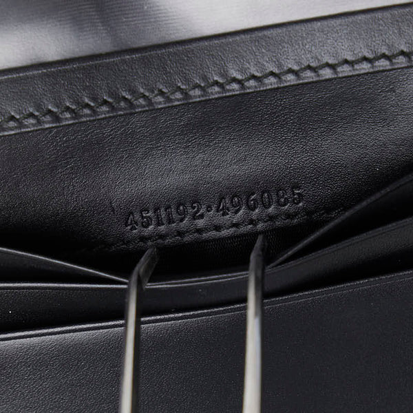 グッチ グッチシマ リボン パスケース カードケース 451192 ブラック レザー レディース GUCCI 【中古】