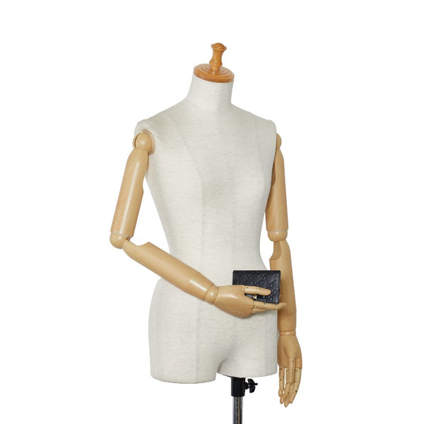 グッチ グッチシマ リボン パスケース カードケース 451192 ブラック レザー レディース GUCCI 【中古】