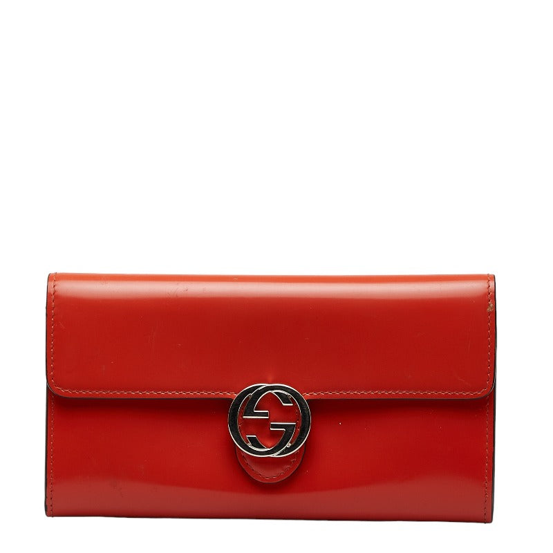 グッチ インターロッキングG 長財布 369663 オレンジ レザー レディース GUCCI 【中古】