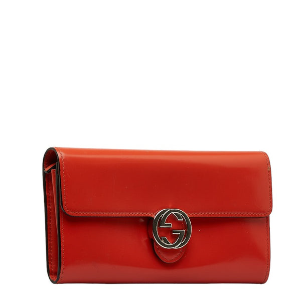 グッチ インターロッキングG 長財布 369663 オレンジ レザー レディース GUCCI 【中古】