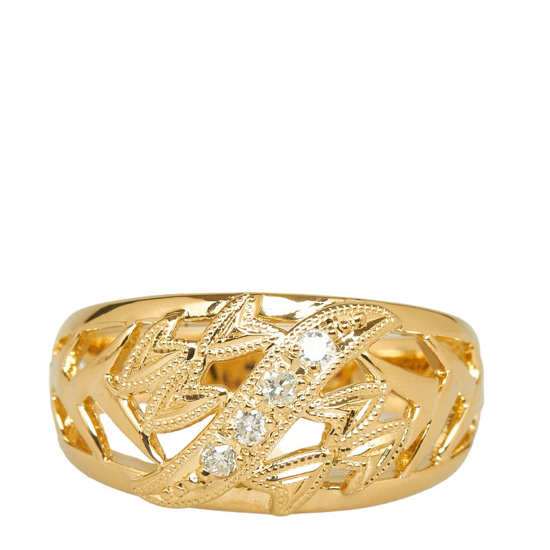 ゴールド K18YG イエローゴールド ダイヤ0.08ct リング 指輪 レディース 16号 【中古】