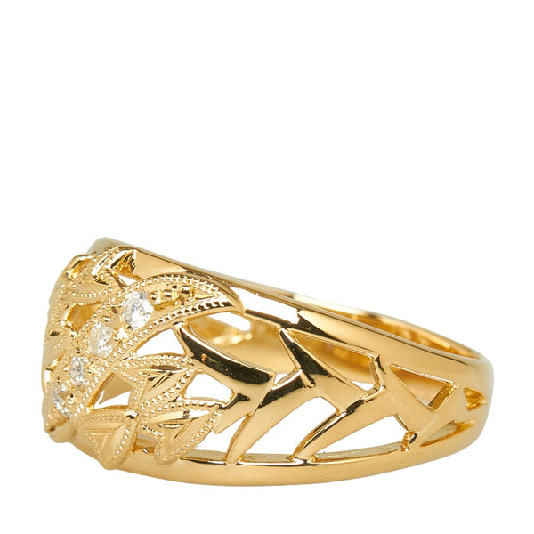 ゴールド K18YG イエローゴールド ダイヤ0.08ct リング 指輪 レディース 16号 【中古】