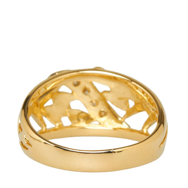 ゴールド K18YG イエローゴールド ダイヤ0.08ct リング 指輪 レディース 16号 【中古】