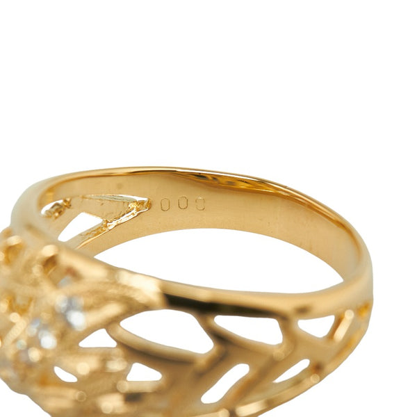 ゴールド K18YG イエローゴールド ダイヤ0.08ct リング 指輪 レディース 16号 【中古】