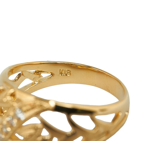 ゴールド K18YG イエローゴールド ダイヤ0.08ct リング 指輪 レディース 16号 【中古】