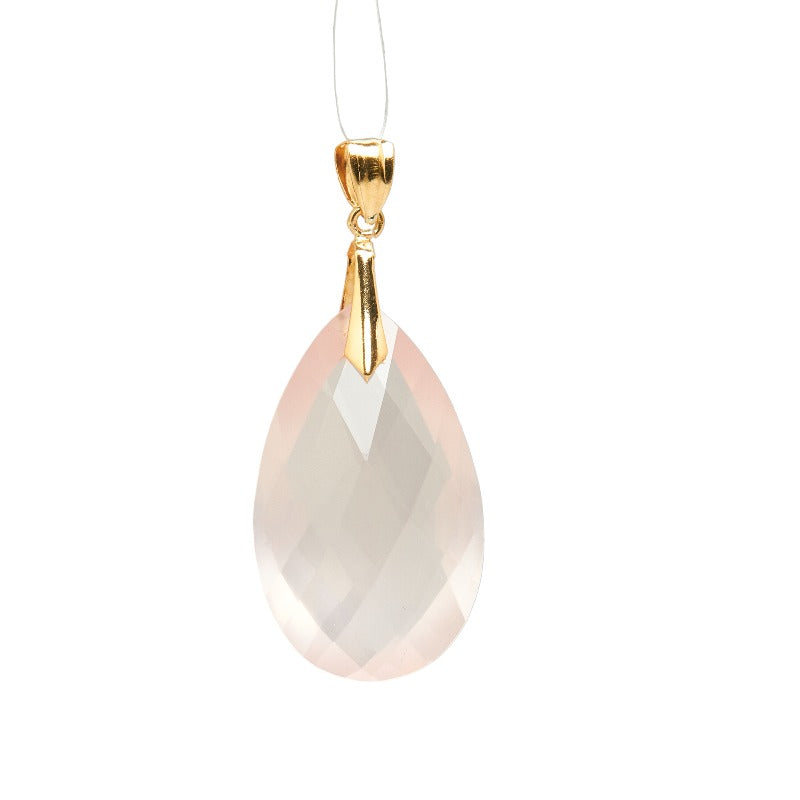 ゴールド K18YG イエローゴールド ローズクオーツ ティアドロップ ペンダントトップ レディース 【中古】