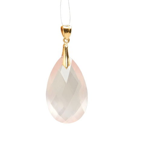 ゴールド K18YG イエローゴールド ローズクオーツ ティアドロップ ペンダントトップ レディース 【中古】