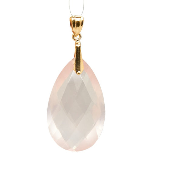 ゴールド K18YG イエローゴールド ローズクオーツ ティアドロップ ペンダントトップ レディース 【中古】