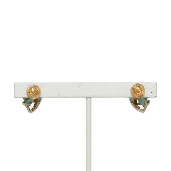 ゴールド シルバー Pt850 プラチナ K18YG イエローゴールド エメラルド ダイヤ0.04ct ピアス レディース 【中古】