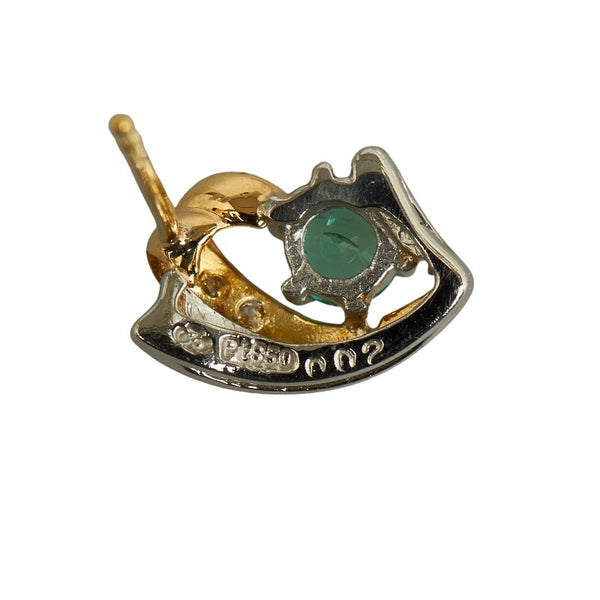 ゴールド シルバー Pt850 プラチナ K18YG イエローゴールド エメラルド ダイヤ0.04ct ピアス レディース 【中古】