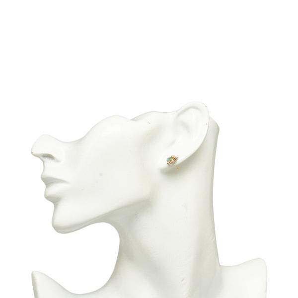 ゴールド シルバー Pt850 プラチナ K18YG イエローゴールド エメラルド ダイヤ0.04ct ピアス レディース 【中古】