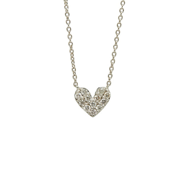 シルバー K18WG ホワイトゴールド ダイヤ0.36ct ハート パヴェ リバーシブル ネックレス レディース 【中古】