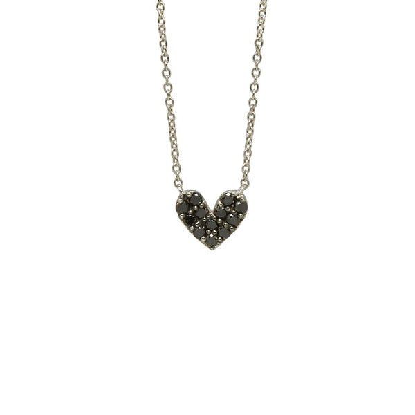 シルバー K18WG ホワイトゴールド ダイヤ0.36ct ハート パヴェ リバーシブル ネックレス レディース 【中古】