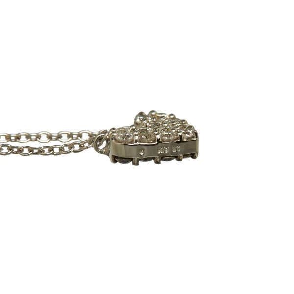 シルバー K18WG ホワイトゴールド ダイヤ0.36ct ハート パヴェ リバーシブル ネックレス レディース 【中古】