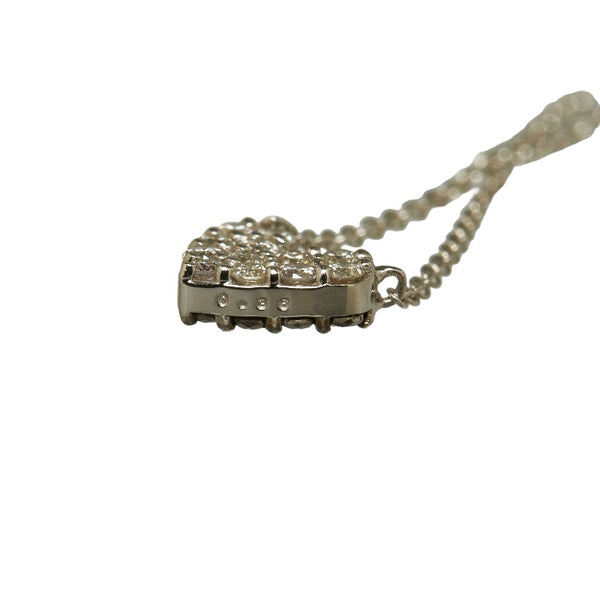 シルバー K18WG ホワイトゴールド ダイヤ0.36ct ハート パヴェ リバーシブル ネックレス レディース 【中古】