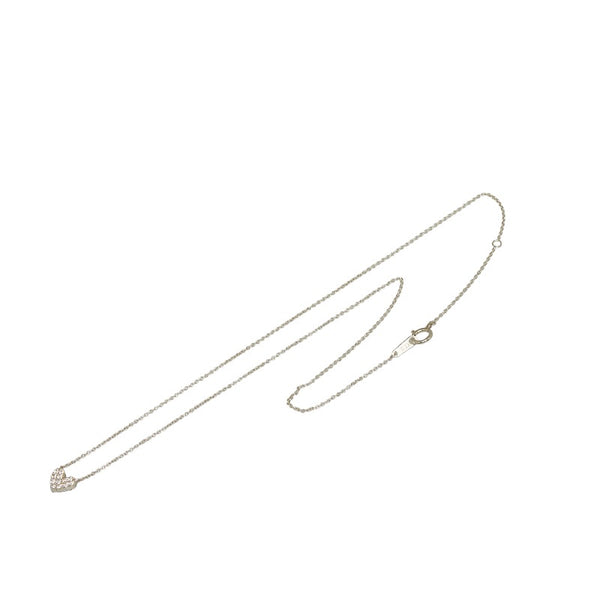 シルバー K18WG ホワイトゴールド ダイヤ0.36ct ハート パヴェ リバーシブル ネックレス レディース 【中古】