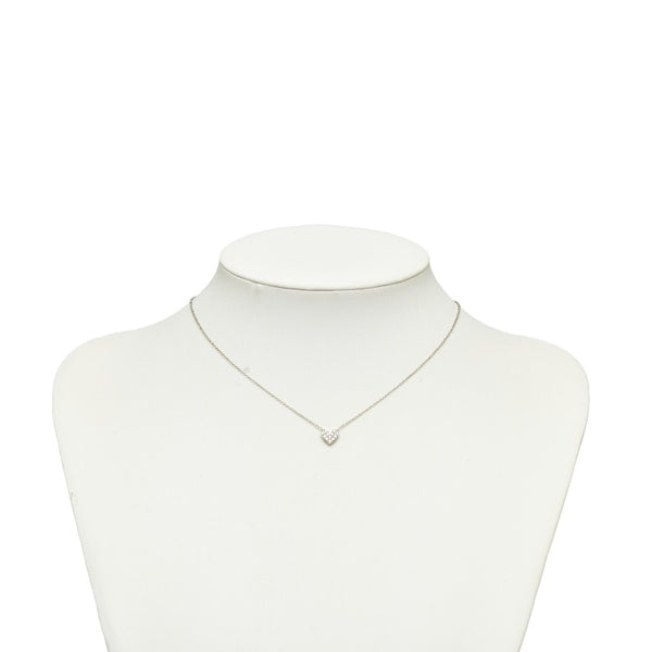 シルバー K18WG ホワイトゴールド ダイヤ0.36ct ハート パヴェ リバーシブル ネックレス レディース 【中古】