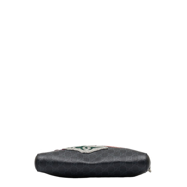 グッチ GGスプリーム クーリエ ワッペン 虎 蛇 ナイトクーリエ 斜め掛け ショルダーバッグ 474137 ブラック PVC レザー メンズ GUCCI 【中古】