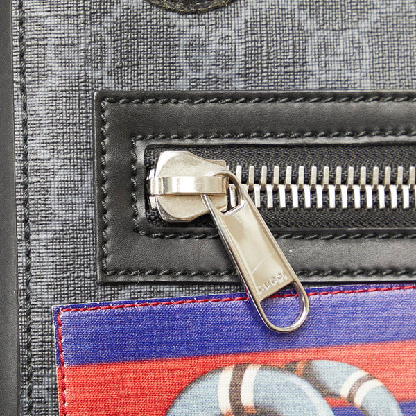 グッチ GGスプリーム クーリエ ワッペン 虎 蛇 ナイトクーリエ 斜め掛け ショルダーバッグ 474137 ブラック PVC レザー メンズ GUCCI 【中古】