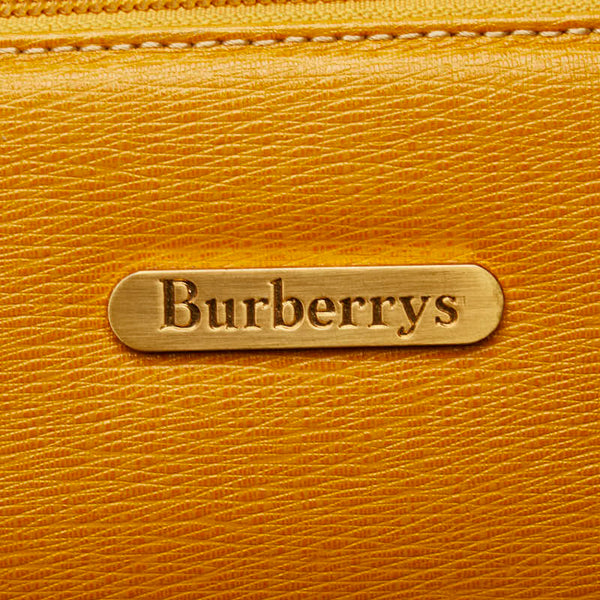 バーバリー ノバチェック シャドーホース ハンドバッグ ミニボストンバッグ イエロー レザー レディース BURBERRY 【中古】