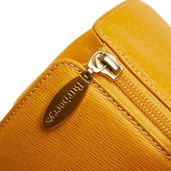 バーバリー ノバチェック シャドーホース ハンドバッグ ミニボストンバッグ イエロー レザー レディース BURBERRY 【中古】