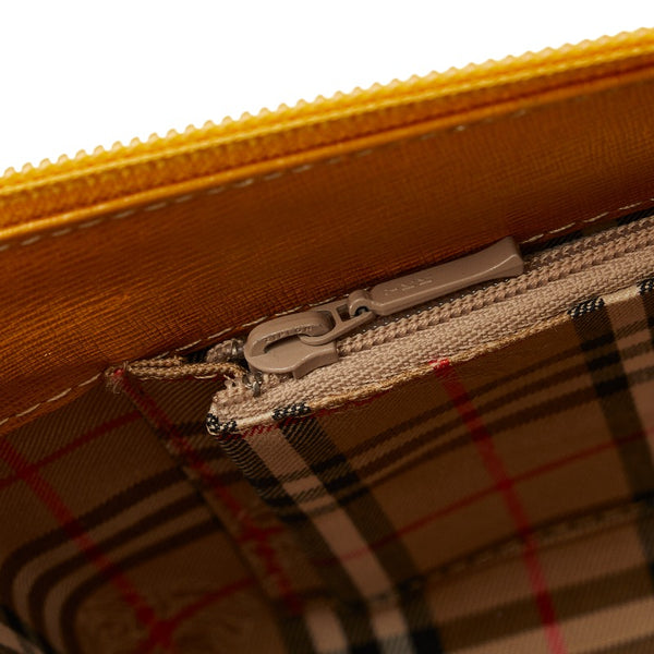 バーバリー ノバチェック シャドーホース ハンドバッグ ミニボストンバッグ イエロー レザー レディース BURBERRY 【中古】