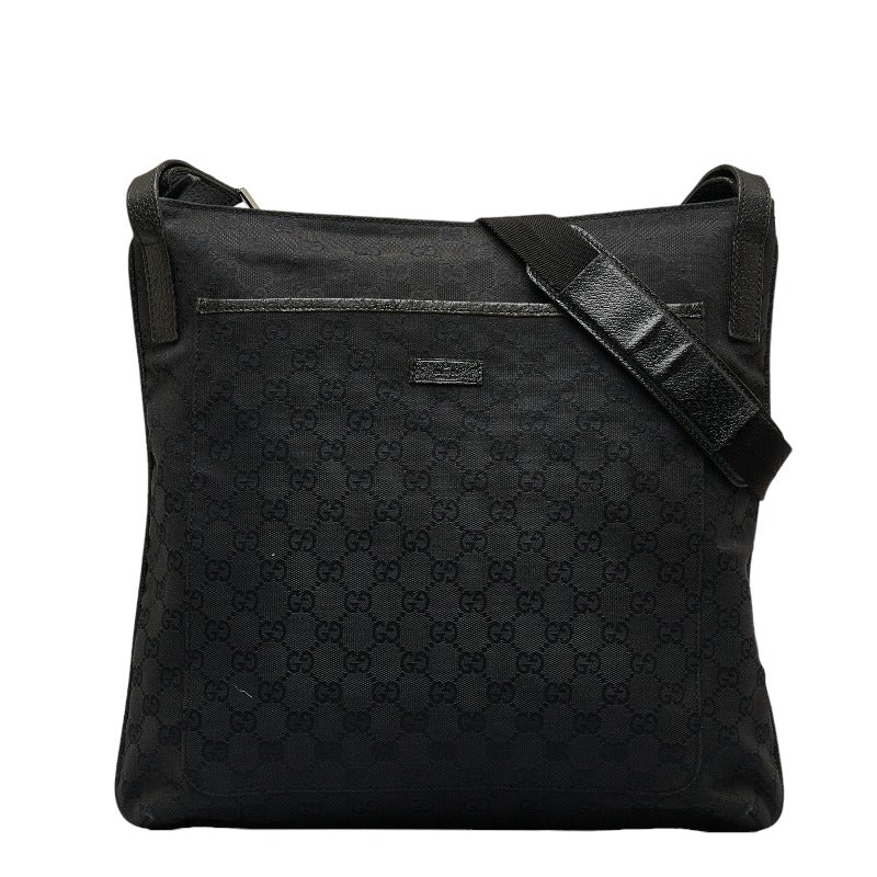 グッチ GGキャンバス 斜め掛け ショルダーバッグ 122791 ブラック キャンバス レザー レディース GUCCI 【中古】