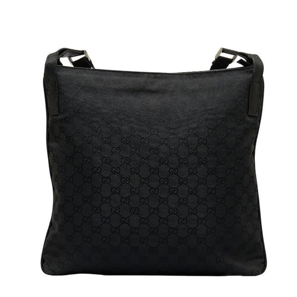グッチ GGキャンバス 斜め掛け ショルダーバッグ 122791 ブラック キャンバス レザー レディース GUCCI 【中古】