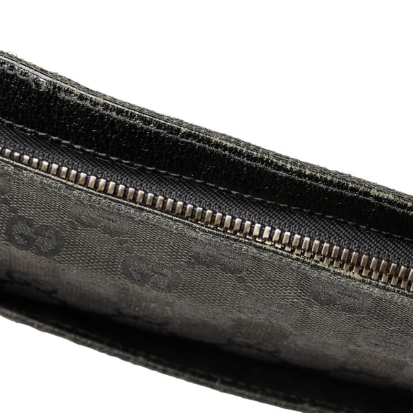 グッチ GGキャンバス 斜め掛け ショルダーバッグ 122791 ブラック キャンバス レザー レディース GUCCI 【中古】