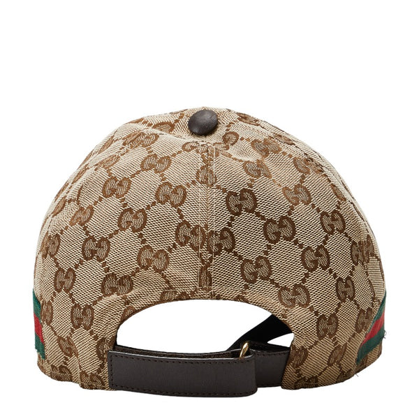 グッチ オリジナルGGキャンバス シェリーライン キャップ ベースボールキャップ 200035 ベージュ キャンバス レディース GUCCI 【中古】