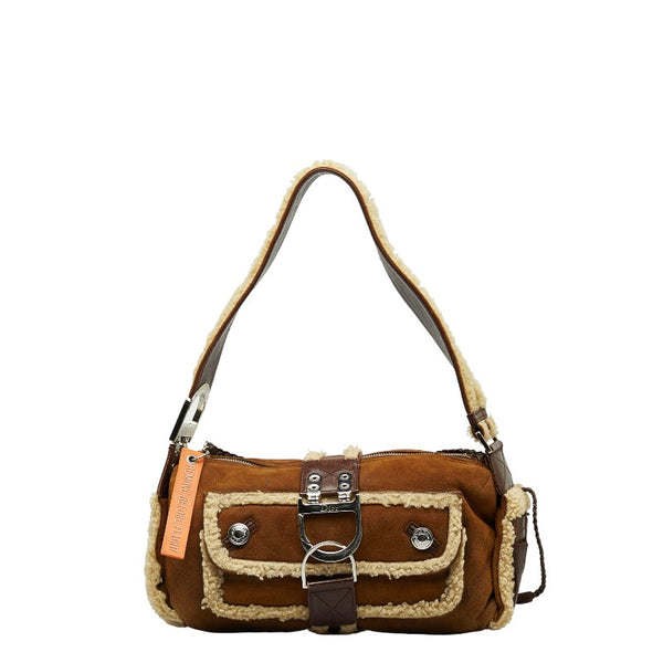 ディオール フライトライン D金具 ワンショルダーバッグ ブラウン ムートン レザー レディース Dior 【中古】
