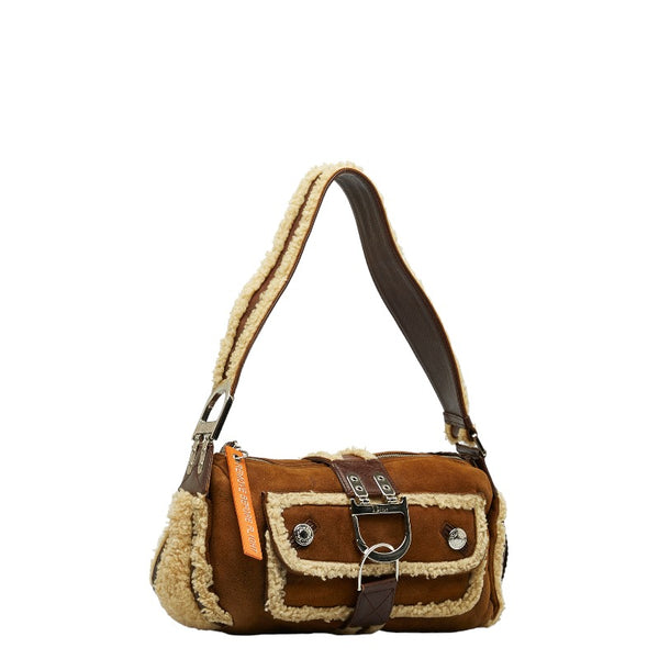 ディオール フライトライン D金具 ワンショルダーバッグ ブラウン ムートン レザー レディース Dior 【中古】