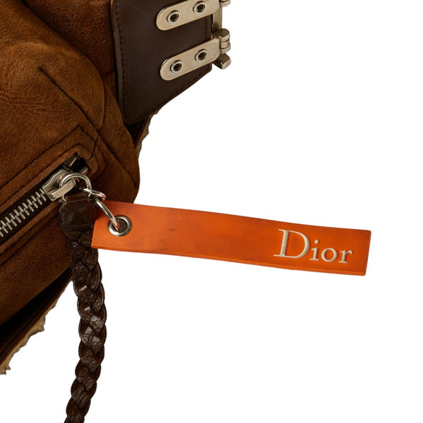 ディオール フライトライン D金具 ワンショルダーバッグ ブラウン ムートン レザー レディース Dior 【中古】