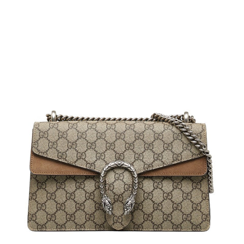 グッチ ディオニュソス GGスプリーム チェーン ショルダーバッグ 400249 ベージュ ツイード レザー レディース GUCCI 【中古】