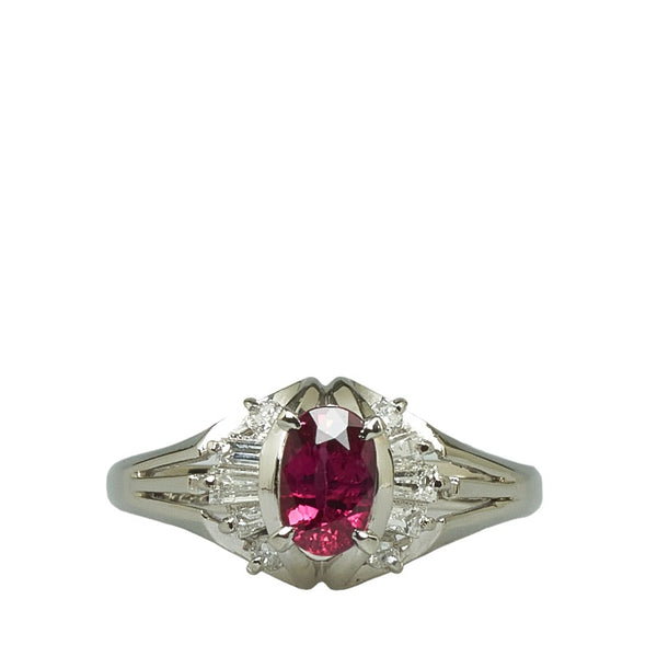 Pt900 プラチナ ルビー0.64ct ダイヤ0.22ct リング 指輪 レディース 11号 【中古】