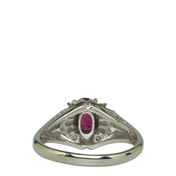 Pt900 プラチナ ルビー0.64ct ダイヤ0.22ct リング 指輪 レディース 11号 【中古】