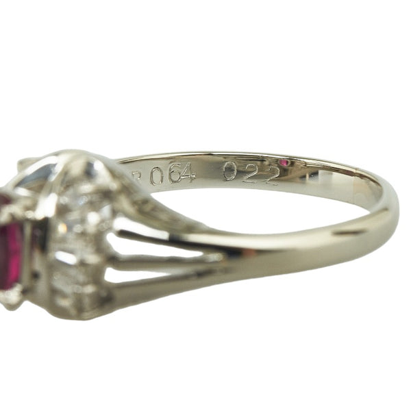 Pt900 プラチナ ルビー0.64ct ダイヤ0.22ct リング 指輪 レディース 11号 【中古】