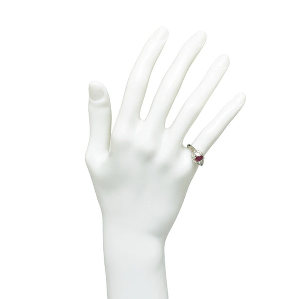 Pt900 プラチナ ルビー0.64ct ダイヤ0.22ct リング 指輪 レディース 11号 【中古】