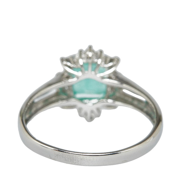 Pt900 プラチナ エメラルド1.00ct ダイヤ0.15ct リング 指輪 レディース 16号 【中古】