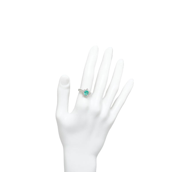 Pt900 プラチナ エメラルド1.00ct ダイヤ0.15ct リング 指輪 レディース 16号 【中古】