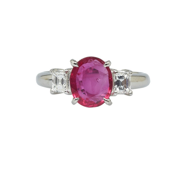 Pt900 プラチナ ルビー1.31ct ダイヤ0.28ct リング 指輪 レディース 9号 【中古】