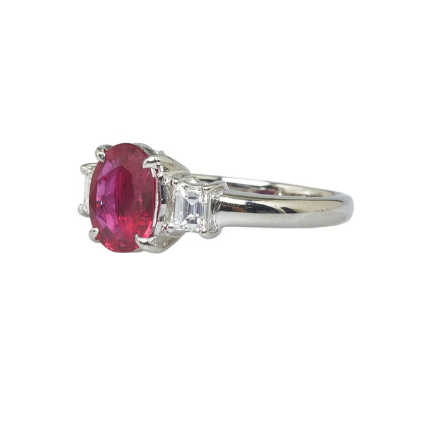 Pt900 プラチナ ルビー1.31ct ダイヤ0.28ct リング 指輪 レディース 9号 【中古】