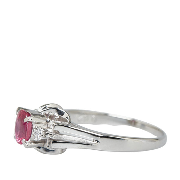 Pt900 プラチナ ルビー0.62ct ダイヤ0.04ct リング 指輪 レディース 12.5号 【中古】